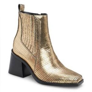 Vince Camuto Sojetta Bronze Gold Block Heel Ankle Boot